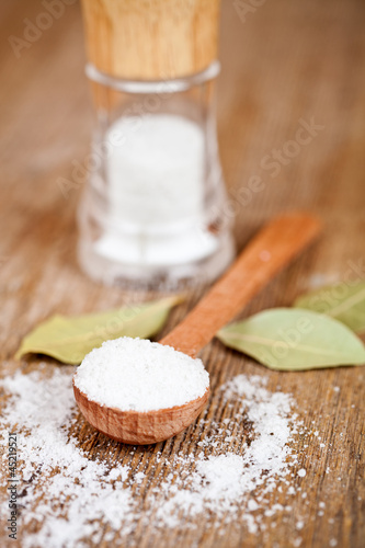 Photo: salt and bay leaves salt and bay leaves