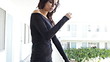 Sexy fashion model on balcony flirting
