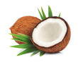 Coconuts with leaves