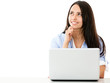 Pensive woman with a laptop