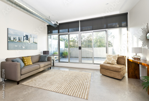 Photo: Modern living room and balcony Modern living room and balcony
