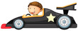 a boy driving a car