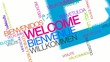 Welcome international word tag cloud animation
