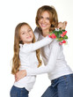 mother and daughter hugs