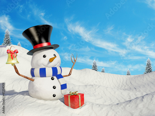 Illustration: Snowman at Christmas Snowman at Christmas