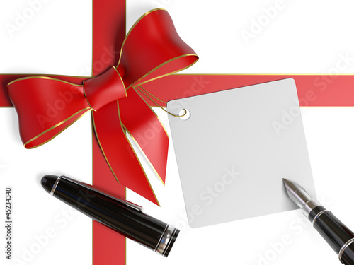 Illustration: Christmas card and bow Christmas card and bow