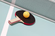 Table tennis racket and ball