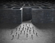 Tiny people entering a mze