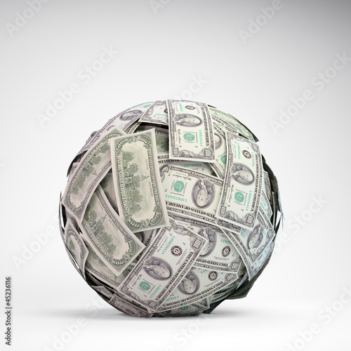 Illustration: 100 dollar bill ball 100 dollar bill ball