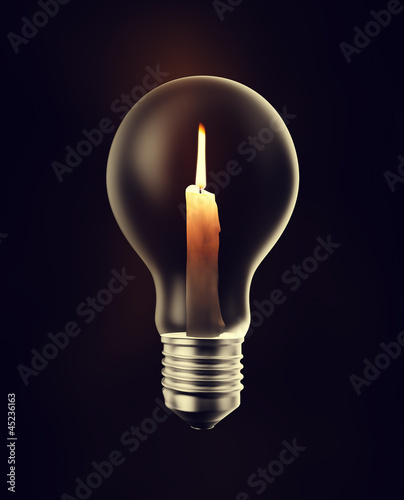 Illustration: Candle inside a light bulb Candle inside a light bulb