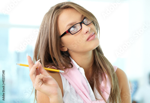 Photo: Girl with pencil Girl with pencil