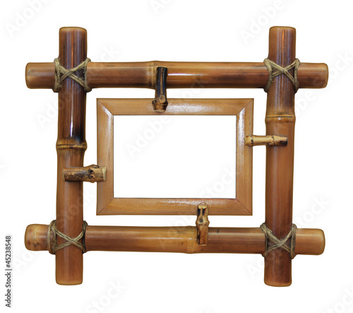 Photo: Bamboo frame on the white background Bamboo frame on the white background