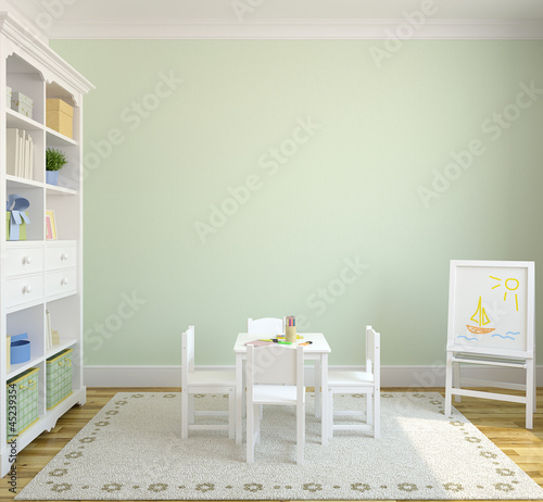 Illustration: Interior of playroom. Interior of playroom.