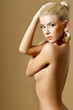 beautiful blonde in gold earrings