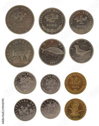 Photo: Croatian Coins Isolated on White Croatian Coins Isolated on White