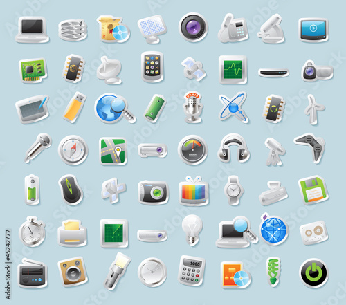 Vector: Sticker icons for technology and devices Sticker icons for technology and devices