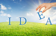 idea. human hand makes the idea of the letters of the word