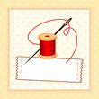 Sewing Label, Needle, Thread, Pattern Frame, copy space add name