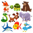 Set of animals. Cartoon and vector isolated characters.