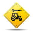 Señal amarilla reparacion tractor