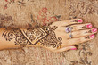 Henna art on woman's hand