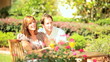 Contented Couple Sitting Home Garden