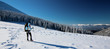Hiker in winter mountains