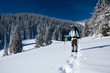 Hiker in winter mountains