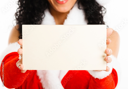 Photo: Woman holding a greeting card Woman holding a greeting card