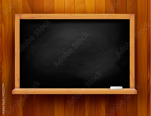 Vector: Blackboard on wooden background. Vector. Blackboard on wooden background. Vector.