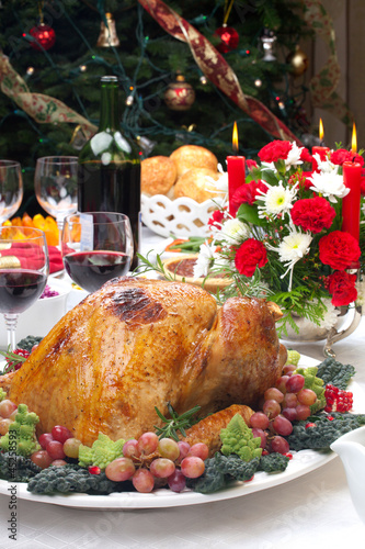 Photo: Roasted Turkey and Christmas Tree Roasted Turkey and Christmas Tree