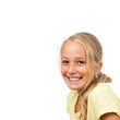 Photo: Blondes lachendes Mädchen, isoliert Blondes lachendes Mädchen, isoliert