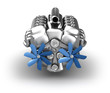 V8 engine over white. My own design. Front view