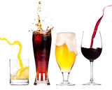 Collection of different images of alcohol isolated - Fine Art prints