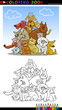 Cartoon Dogs for Coloring Book or Page