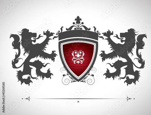 Vector: Vintage emblem with lions with a place for Your text Vintage emblem with lions with a place for Your text