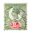 GB Queen Victoria 2d mail stamp isolated on white, circa 1887