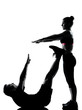 Foto: one couple man woman exercising workout fitness one couple man woman exercising workout fitness