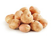 bunch of potatoes on white background close up shoot