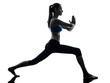 woman exercising yoga warrior position