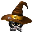 Halloween Kitten Witch Cartoon Gattino Cappello Strega