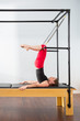 Aerobics pilates instructor woman in cadillac