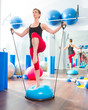 Bosu ball for fitness instructor woman in aerobics
