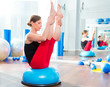 Bosu ball for fitness instructor woman in aerobics