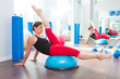 Bosu ball for fitness instructor woman in aerobics