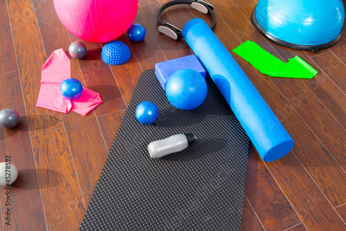 Photo: Aerobic Pilates stuff like mat balls roller magic ring Aerobic Pilates stuff like mat balls roller magic ring