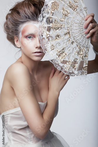 Photo: Beauty woman in rertro dress. Retro vintage style, renaissance Beauty woman in rertro dress. Retro vintage style, renaissance