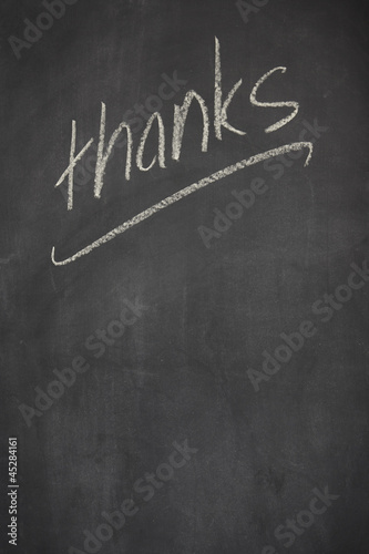 Photo: thanks written on a blackboard thanks written on a blackboard