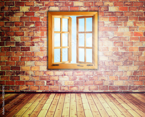 Illustration: Abstract interior with opened window Abstract interior with opened window