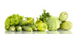 fresh green vegetables isolated on white